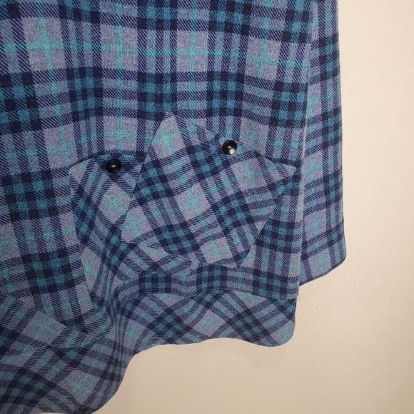 Soft Surroundings Brynn Blue Plaid Printed Button Front Tunic Top - Picture 4 of 7